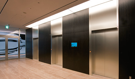 24-passenger capacity, double-decker elevator; 3rd floor hall