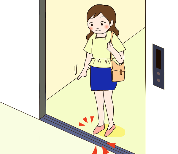 Watch your step when entering or exiting the elevator. Do not enter or exit the elevator while facing backwards.