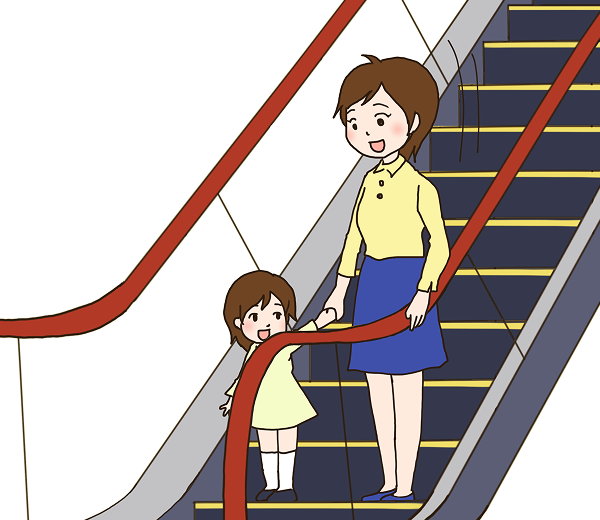 Hold the hands of small children when on the escalator.