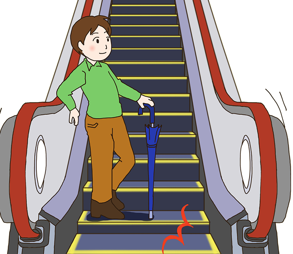 Do not touch steps with thin, pointed objects such as umbrellas.