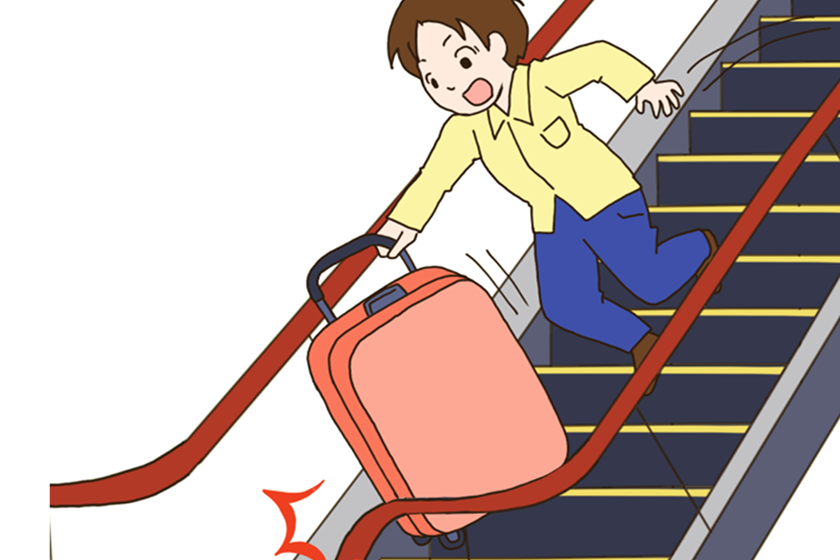 Do not carry large luggage on the escalator.