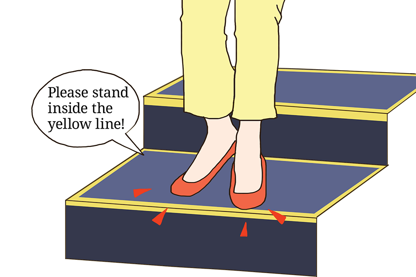 Stand inside the yellow line