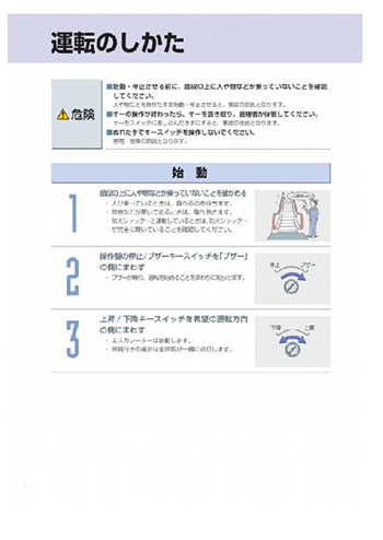 エスカレーターの運転方法