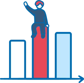 棒グラフと人のイラスト