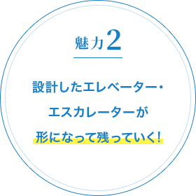 魅力2 設計したエレベーター・エスカレーターが形になって残っていく!