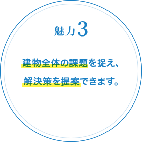 魅力3 建物全体の課題を捉え、解決策を提案できます。