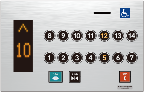 車いす専用かご操作盤 フェースプレート：ステンレス製ヘアライン仕上