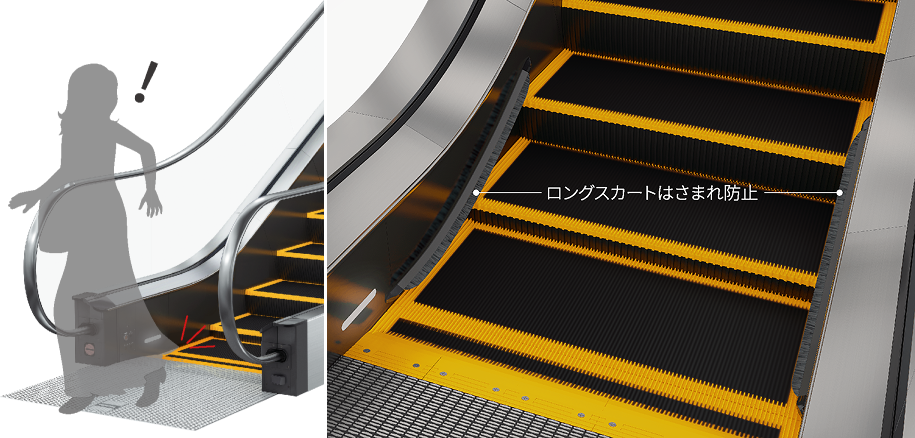 ロングスカートはさまれ防止