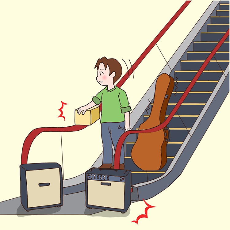 荷物などを踏段・移動手すり・デッキボード・乗降板の上に置かない